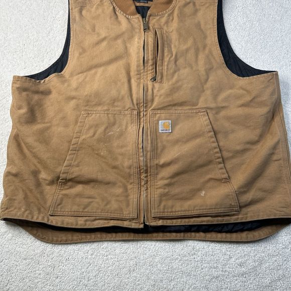 Carhartt Duck Work‎ Vest Men's Size 2XL Loose Fit Tan Insulated Brown OV4395-M - Picture 3 of 15